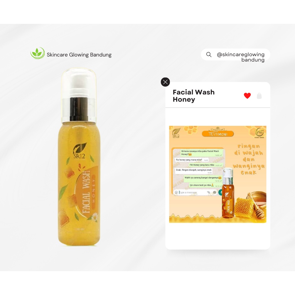 Facial Wash Honey SR12 Sabun Pembersih Wajah Aman Halal Natural Face Soap Sabun Wajah Skin Brightening Saop Glowing Face Wash