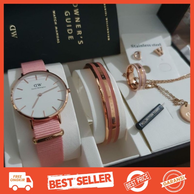 DW Rosewater Gift Set Cincin Bracelet Original 100% Jam Tangan Wanita