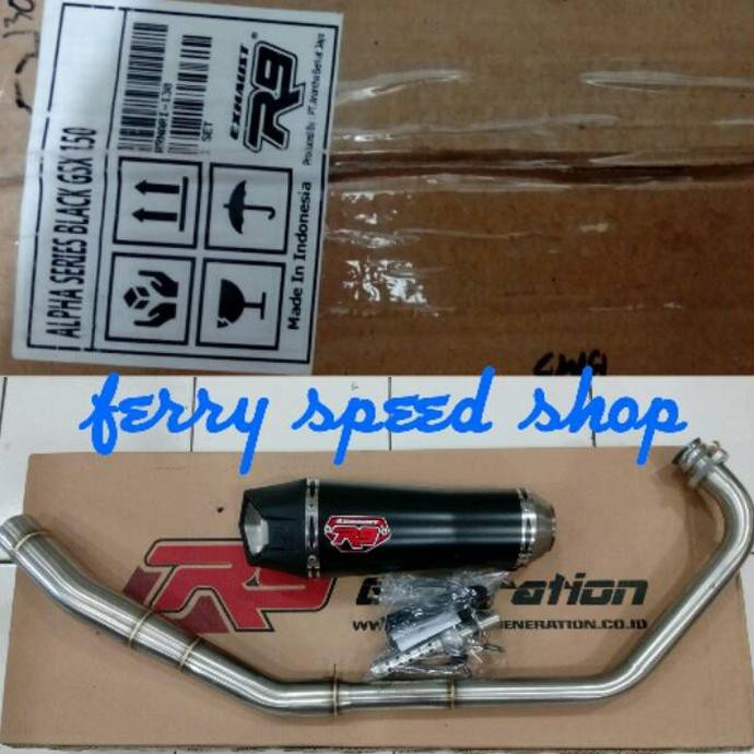knalpot r9 gsx150 alpha series black/knalpot r9 alpha series gsx 150