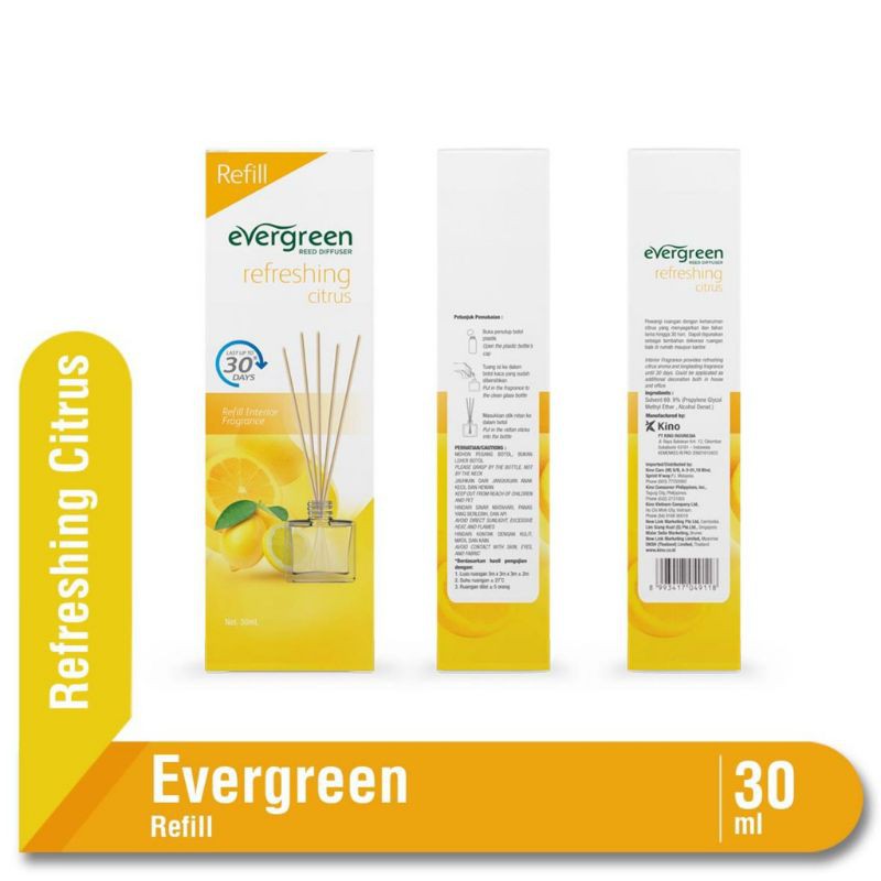 Evergreen Reed Diffuser pengharum ruangan Refill-Citrus