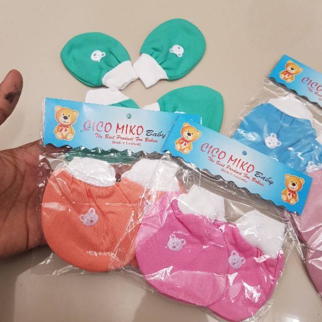 Sarung Tangan Set Kaki Bayi CICO MIKO Tangan Model KERUT / RIP (1 Set Atau 3 Set) Bayi Newborn