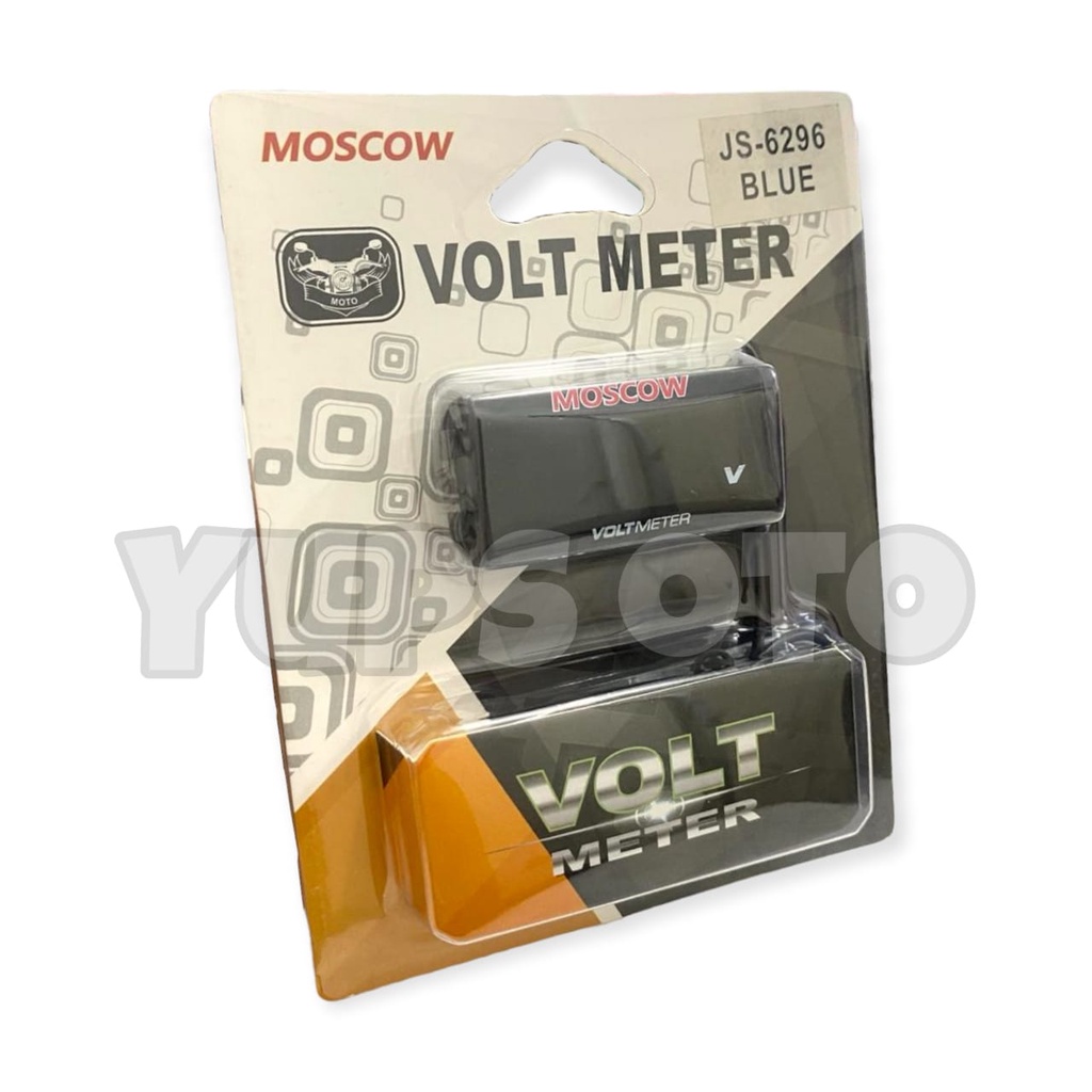 VOLTMETER AKI MODEL RIZOMA LED BIRU MERK MOSCOW UNIVERSAL SEMUA MOTOR DAN MOBIL WATERPROOF