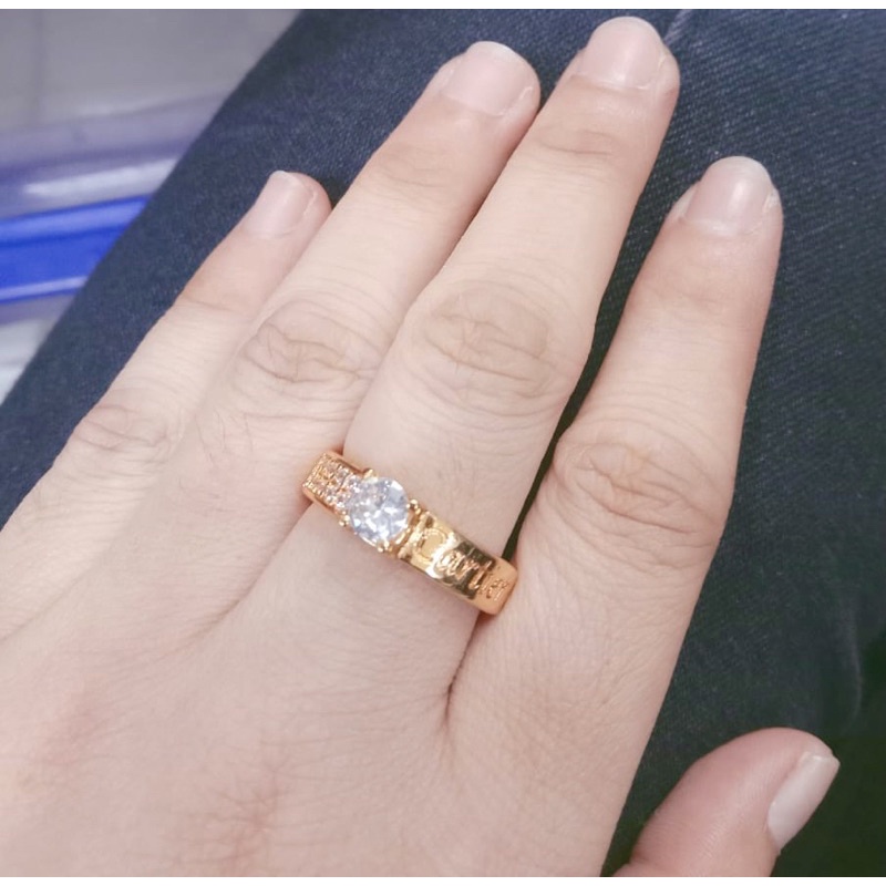 Cincin wanita //cincin model petir // cincin lapis emas// perhiasan//cincin permata