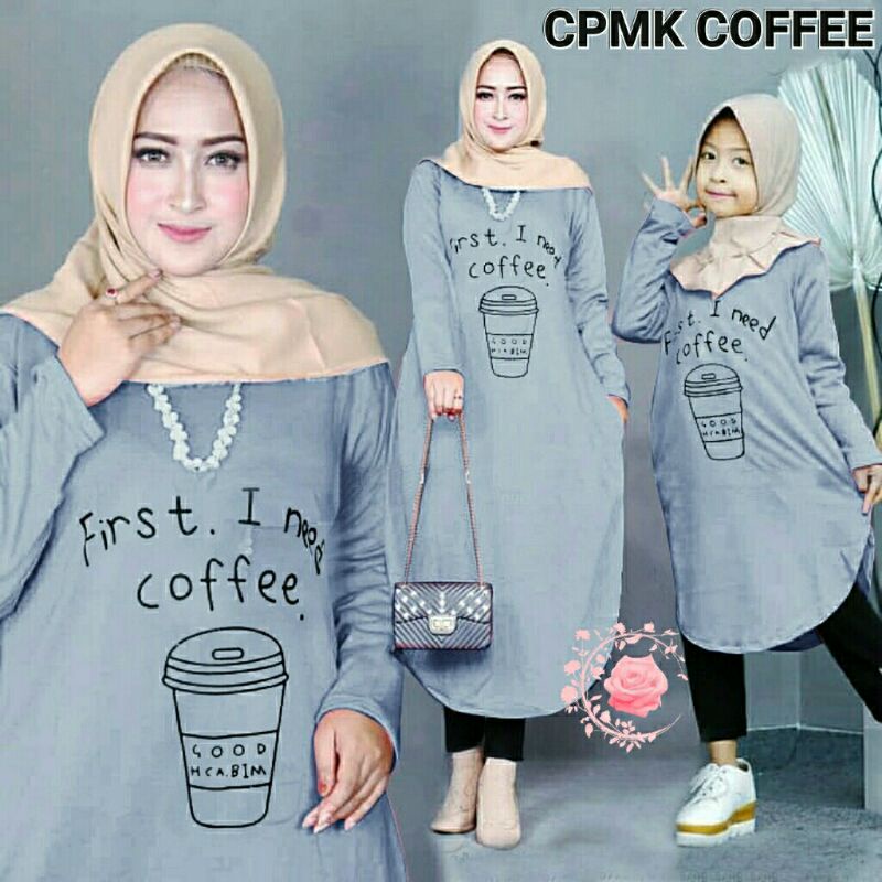 CP Couple CPMK Ibu Anak Tunik Babyterry Coffee Mom Kid Kids