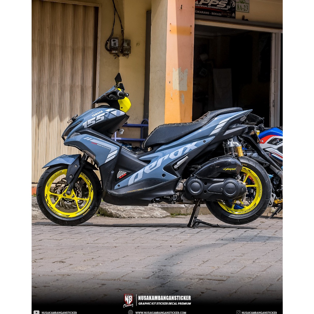 Decal Stiker Aerox Connected Abu-Abu