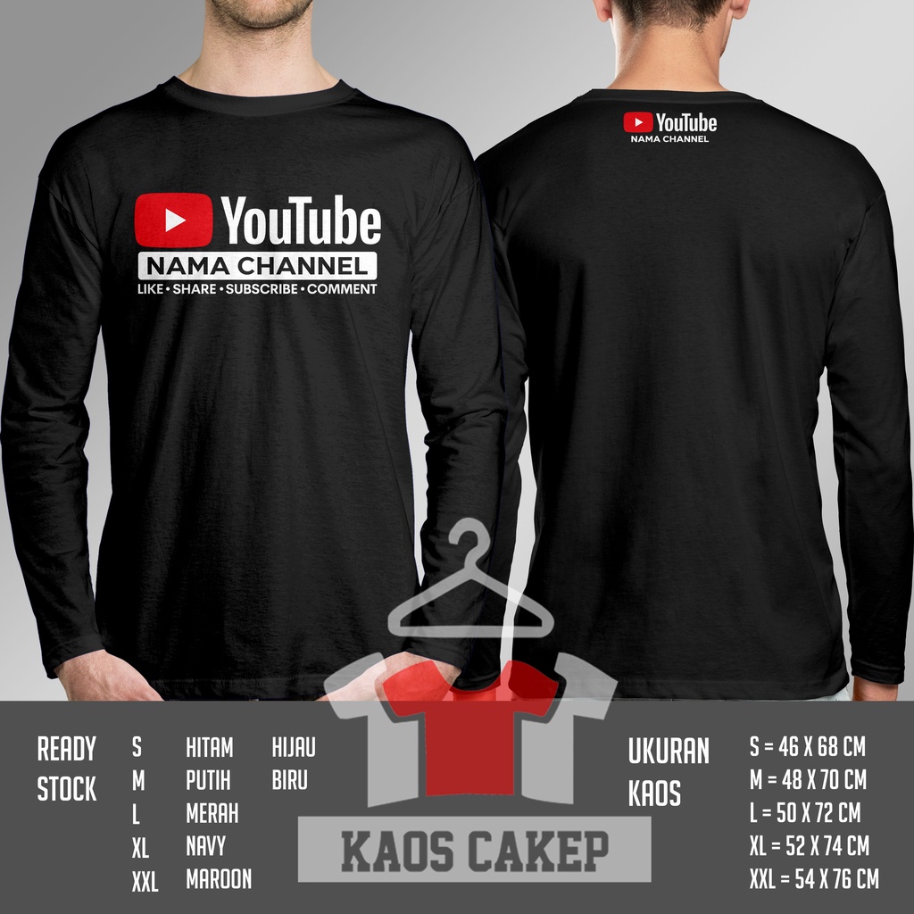 Jual Kaos Youtube Request Nama Channel Lengan Panjang Baju Distro ...