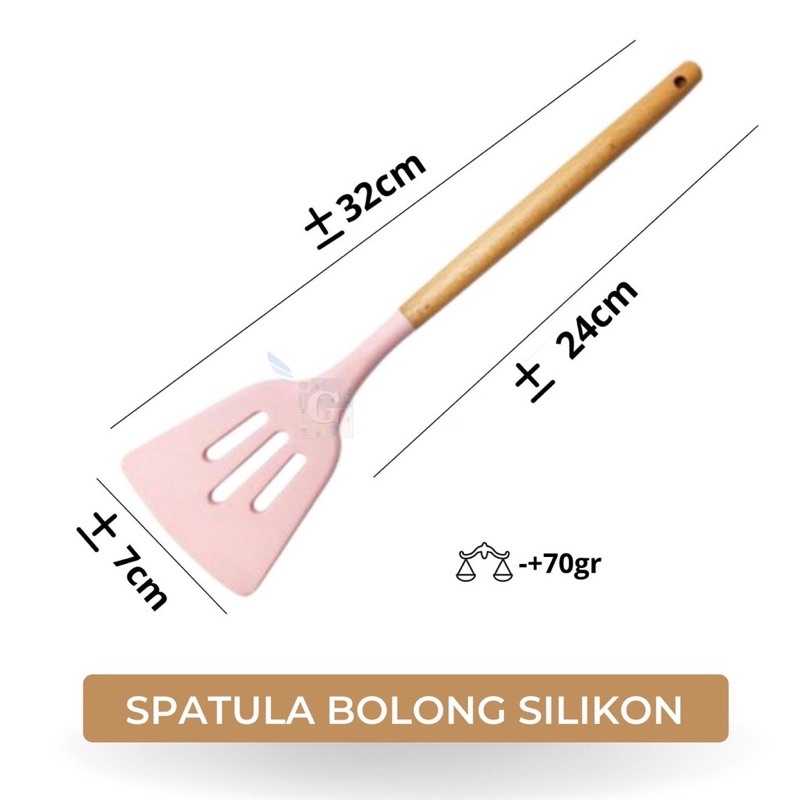 Spatula Silikon Kayu / Sendok Sup Silikon