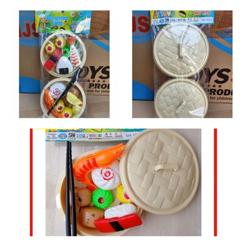 SH1273 mainan anak double isi 2 pcs dimsum package /mainan delicius food makanan jepang sushi