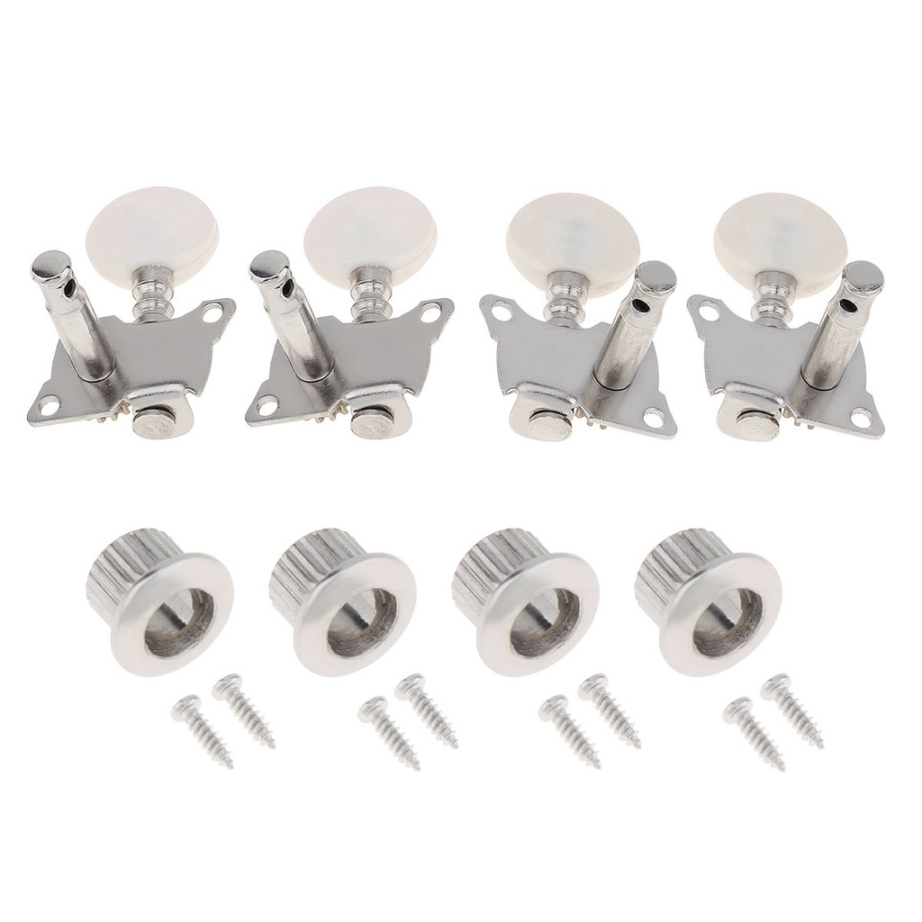 4pcs Tuning Pegs 2R + 2L Kepala Mesin Baja Warna Putih Untuk Ukulele 21 / 23 / 26 Inch