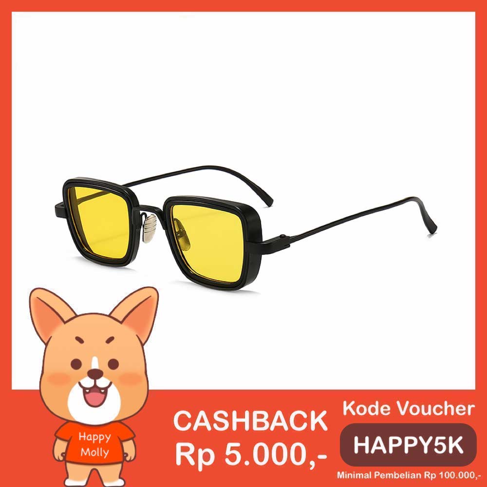 Kacamata Polarized UV400 [ Hitam Kuning ] Anti Radiasi - Sunglasses Pria &amp; Wanita Korea - HM8106