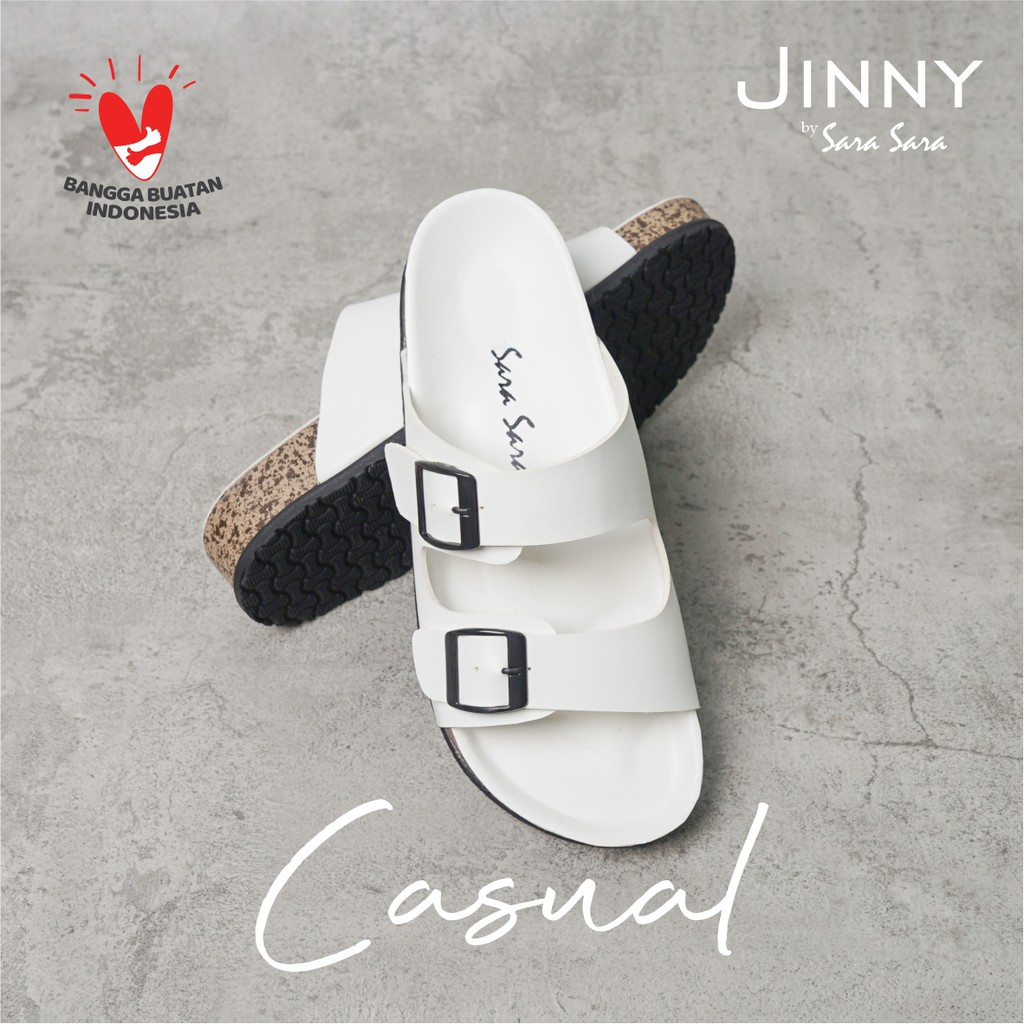 Sara Sara JINNY Sandal Selop Wanita sandal gesper ban dua sandal selop cewek kasual terbaru