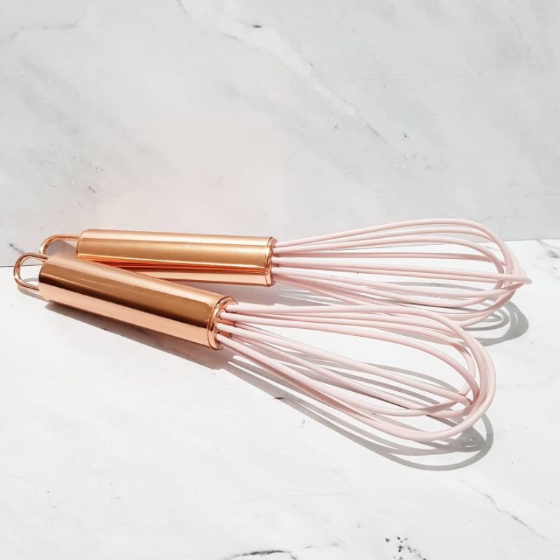 whisk silicone rose gold 19 cm kecil dan kokoh egg beater baloon manual silicon silikon