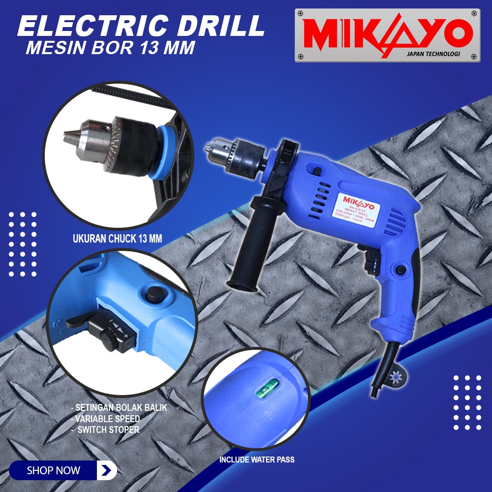 MESIN BOR 13MM MESIN BOR MURAH MIKAYO IMPACT DRILL 13MM/BOR 13MM TERBARU BESI BETON KAYU