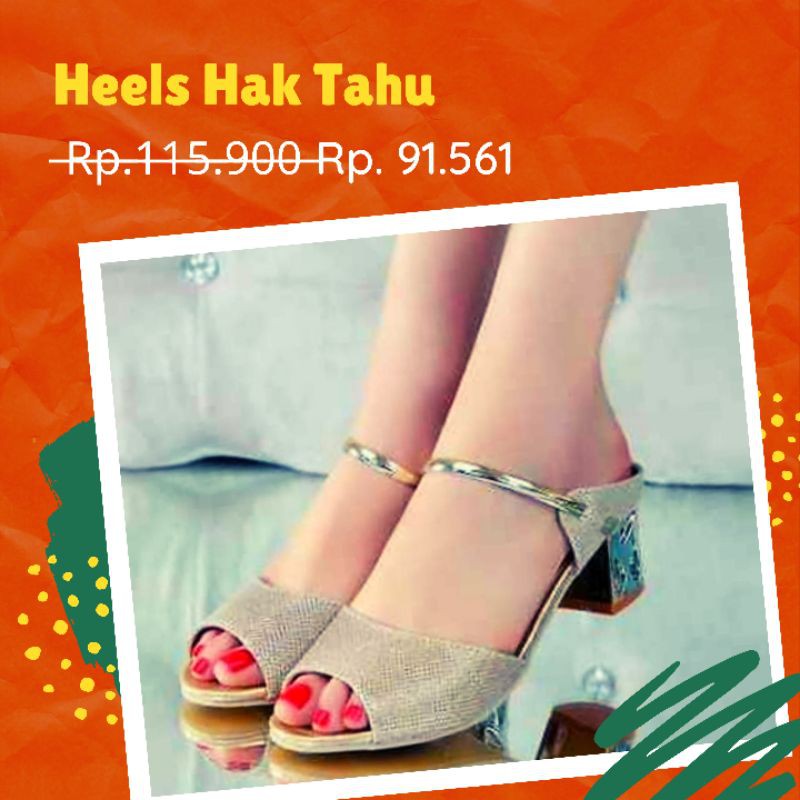 Heels hak emas, Heels wanita, Heels wanita pesta, Sepatu heels pesta