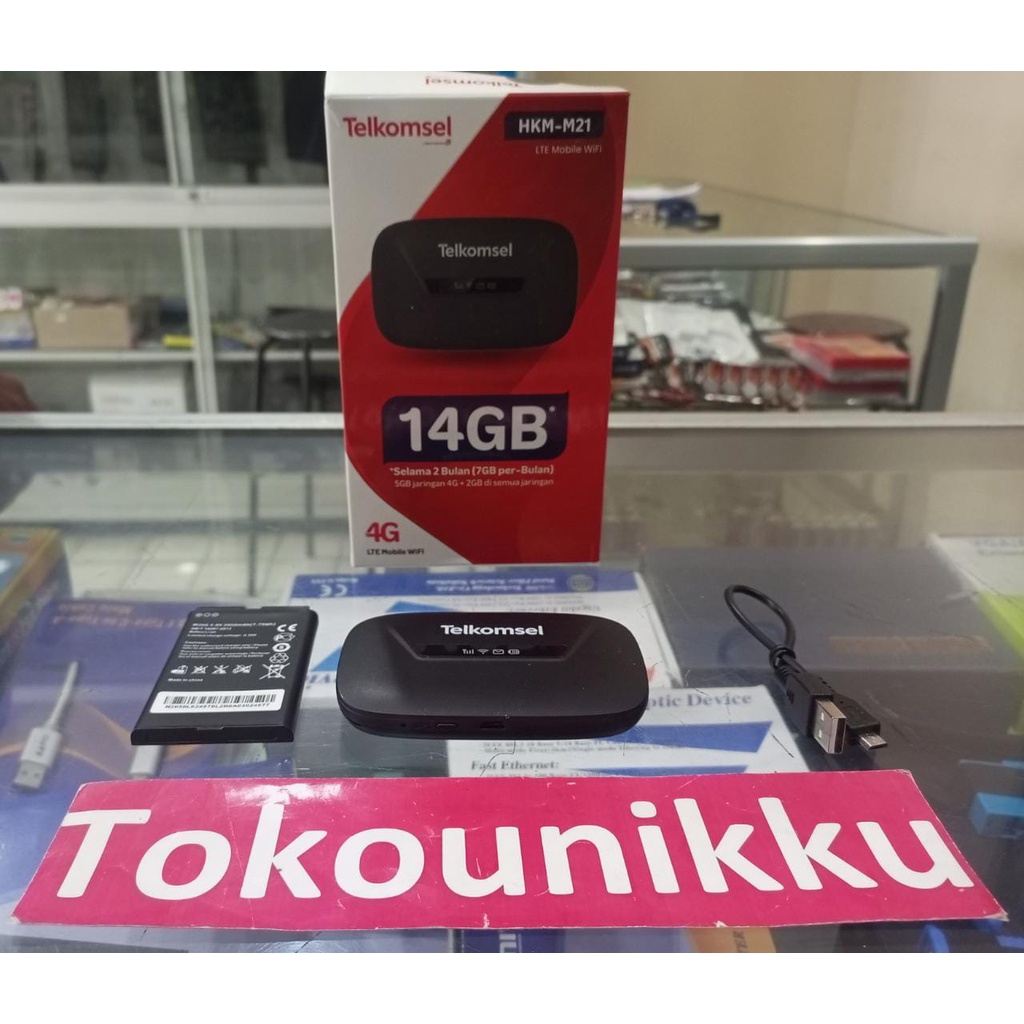 Modem Wifi HKM-M21 Unlock 4G Free TELKOMSEL 14GB - Mifi HKM M21