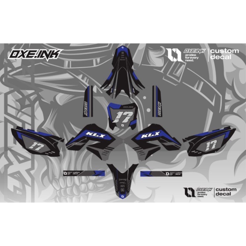 Decal stiker motor Klx s klx old 2014 hitam biru