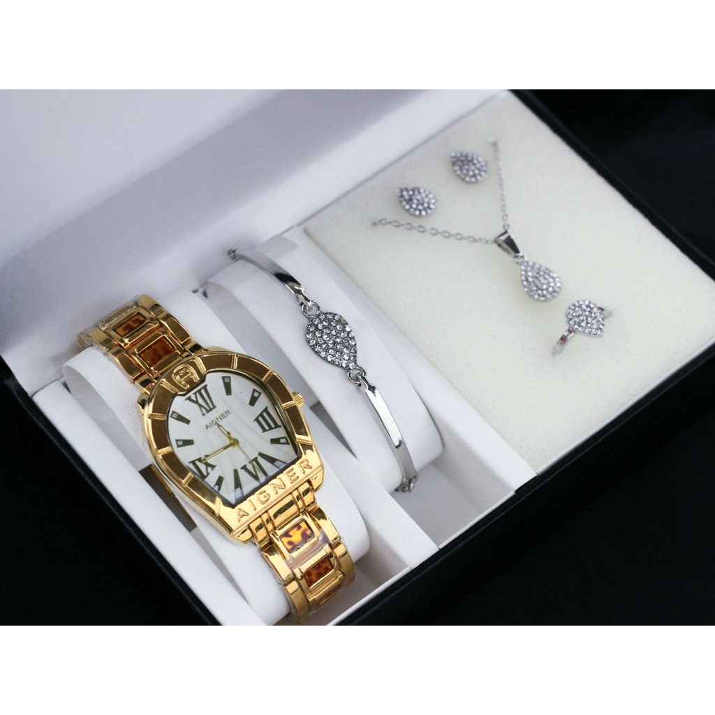 jam tangan mewah Aigner fashion wanita model terbaru tali rantai stenliess