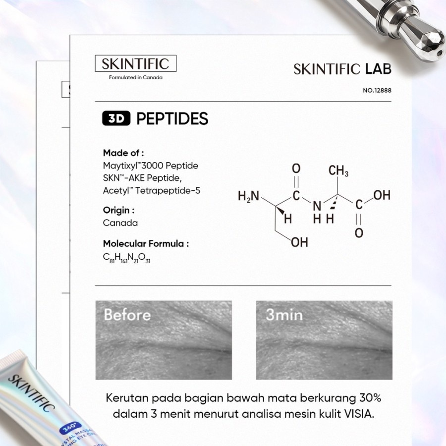 ★ BB ★  SKINTIFIC 360 Crystal Massager Lifting Eye Cream - 20gr【BPOM】