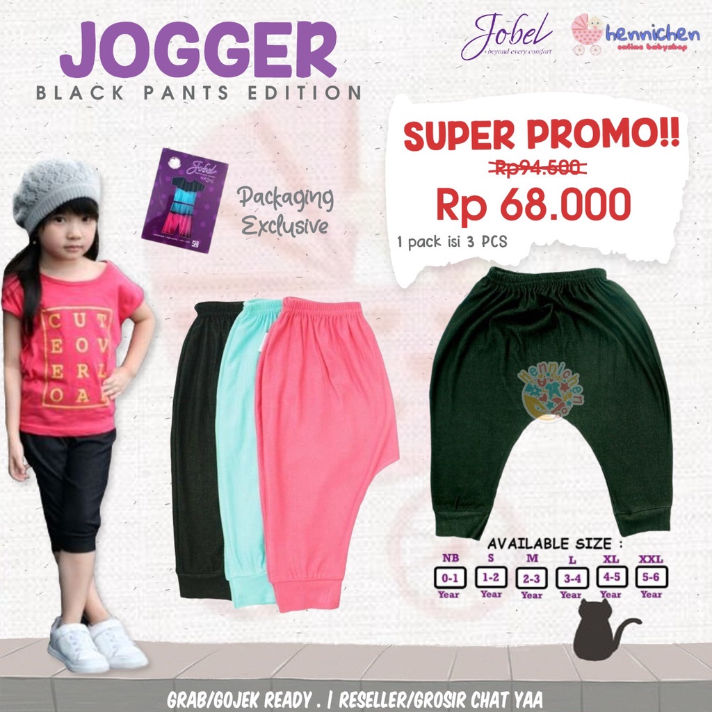 PROMO CUCI GUDANG 3 PCS JOBEL SOFT JEANS LONGPANTS GREY EDITION /RUSH EDITION / 3/4 BLACK EDITION isi  3 PCS