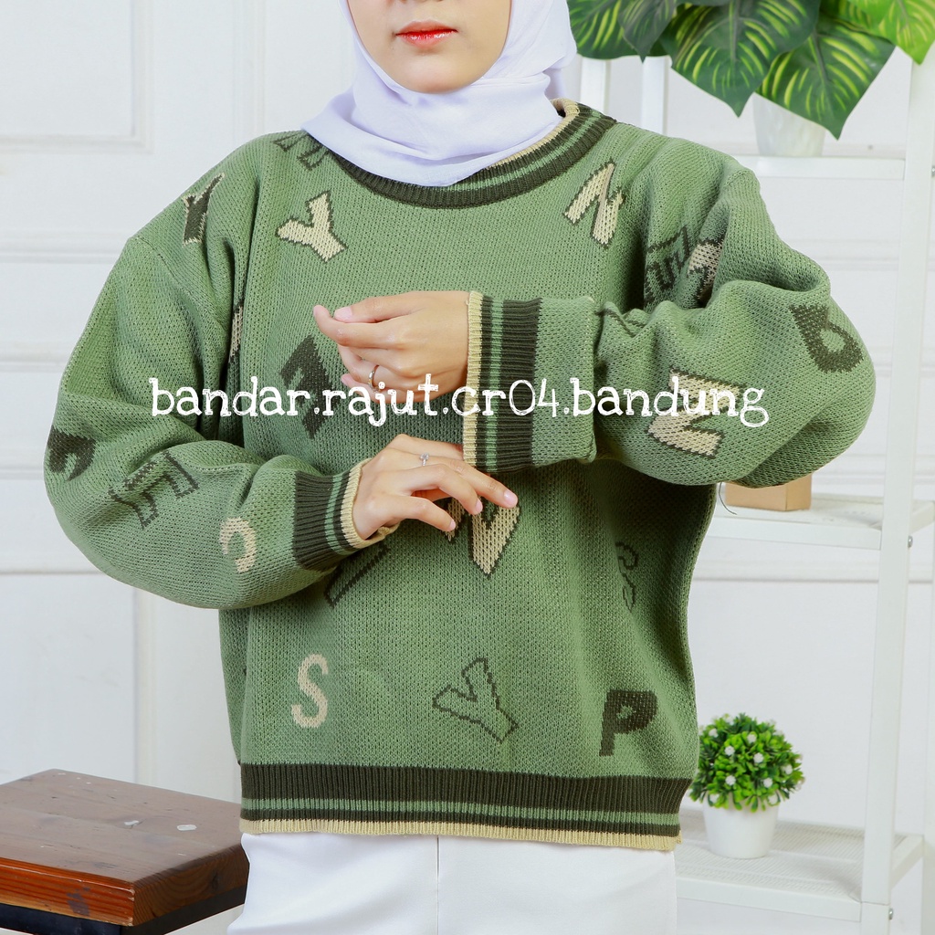 SWEATER RAJUT KEISYA MOTIF HURUF BRANDED 7 GATE