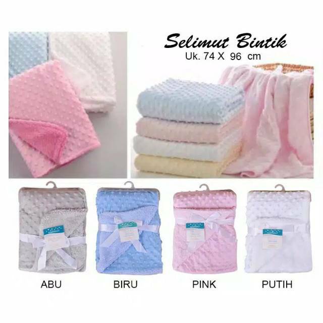 TERMURAH ! SELIMUT BAYI FLEECE MINTY DOT MOTIF SELIMUT DOT BAHAN POLYESTER BABY BLANKET [1 KG ISI 4 PCS]  / SELIMUT DOT POLKADOT BUBBLE POLOS