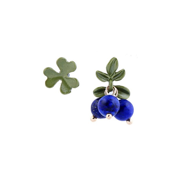 LRC Anting Tusuk Fashion Acrylic Beads Leaf Stud Earrings D09039