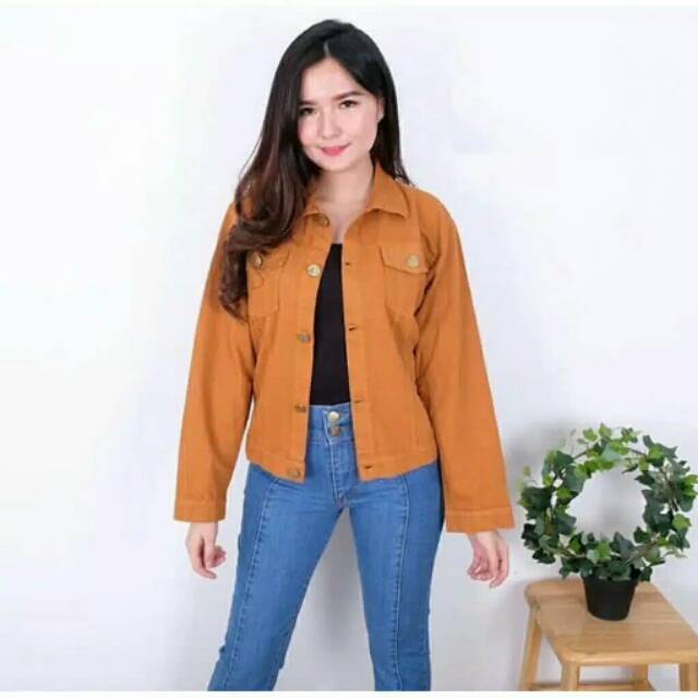 jaket jeans mustard