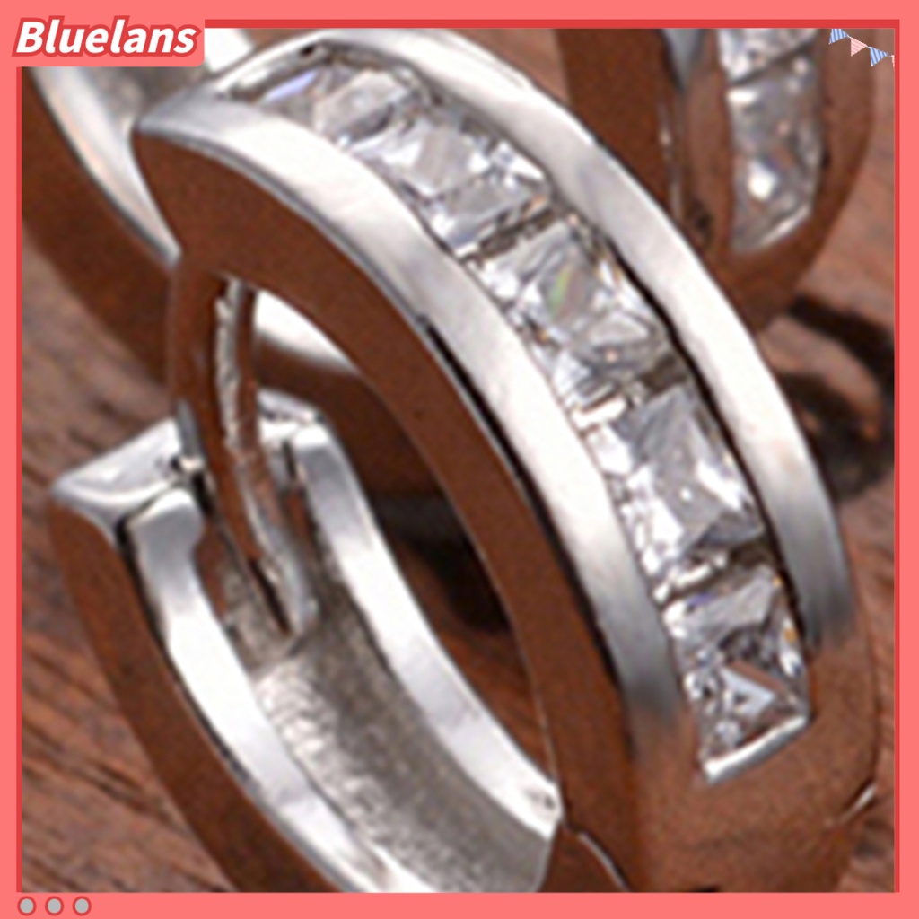 Bluelans Ear Clip Silver Plated Shiny Silver Plated Rhinestone Ear Studs