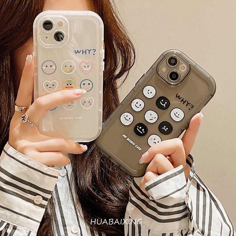 Soft Case Silikon Transparan Motif Smiley Face Untuk IPhone 12 13 11 Pro Max X Xs Max Xr 7 8 Plus Gbvf