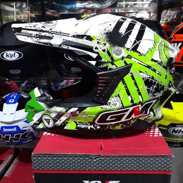 Helm Full Face Motorcross GM Neutron White / Green