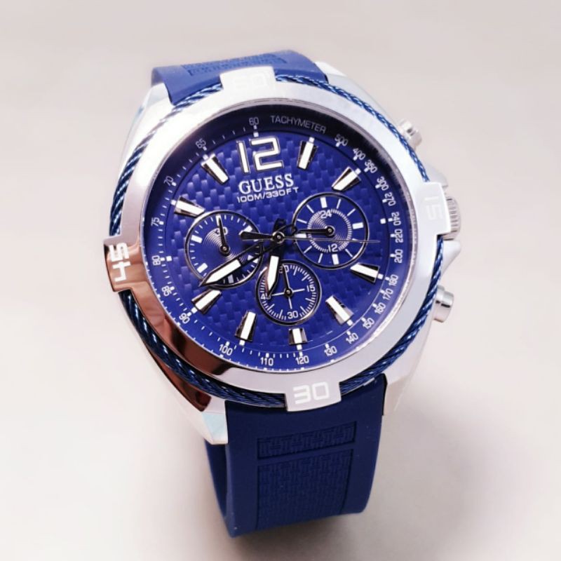 Jam Tangan Pria Merk Guess Original Bm Stainless Baterai Rabber
