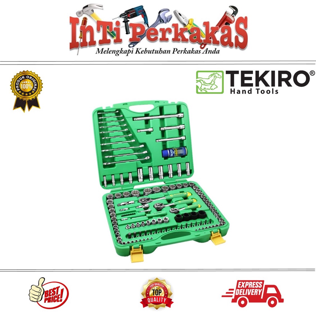 TEKIRO KUNCI SOCKET SET 120 PCS 12 PT LENGKAP KUNCI MEKANIK BOX PLASTIK