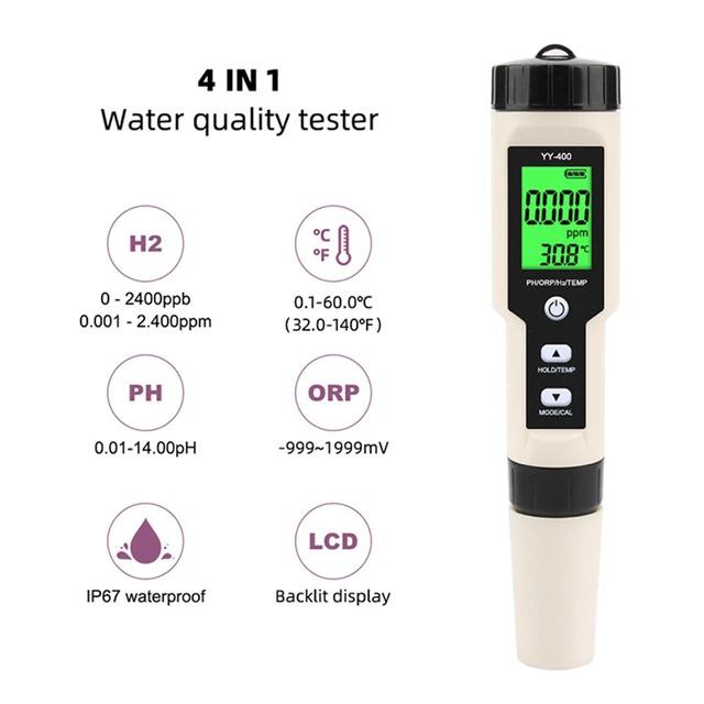 Water Tester H2 PH ORP Temp Meter YY400 Hydrogen YY-400 4in1 Quality