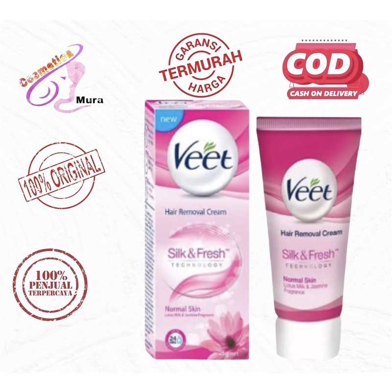 [ 25 &amp; 60 gr ] veet hair removal / penghilang bulu veet aloe &amp; vit e - one spring hair removal