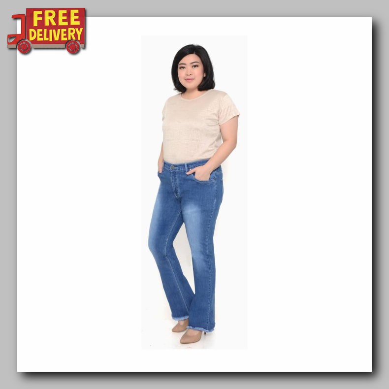 Celana Panjang Wanita Snow Jeans Terbaru/ Luna Pants / Poly Levis XK903 Celana Panjang Cutbray Jumbo