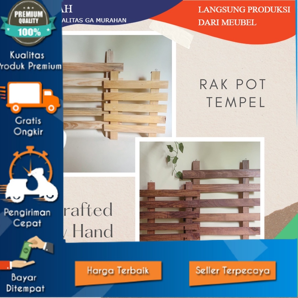 Rak Pot Tempel Dinding Alas Pot Dinding Kayu Vertical Garden Wall Gardening Rack