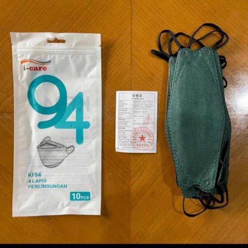 MASKER KF94 WARNA HIJAU ARMY PAKET 5 PACK ISI 50 PCS STOCK READY