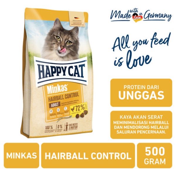 Happy Cat Minkas Hairball Control 500g Makanan Kucing Adult Food 500 g