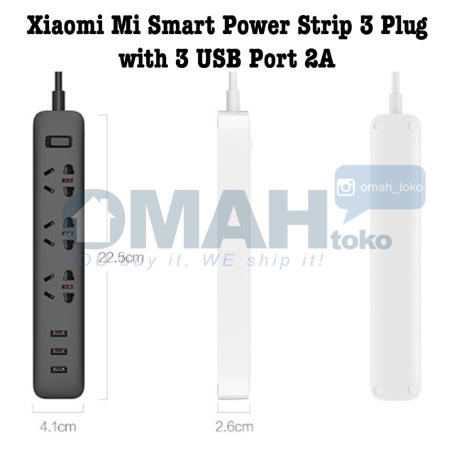 (ORIGINAL) Xiaomi Mi Smart Power Strip 3 Plug With 3 USB Port 2A Colokan Xiaomi