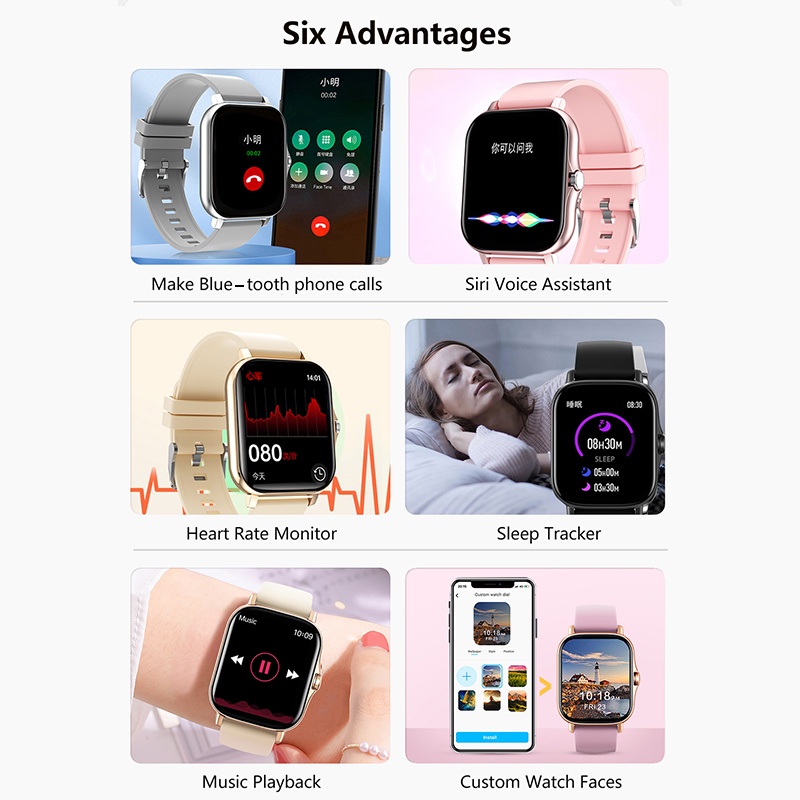 IWO Y13 Smart Watch 1.69 inch Square Screen Bluetooth Call IP67 Waterproof Watches Heart Rate Monitor Fitness Tracker Sports Smartwatch For iOS Android Phone