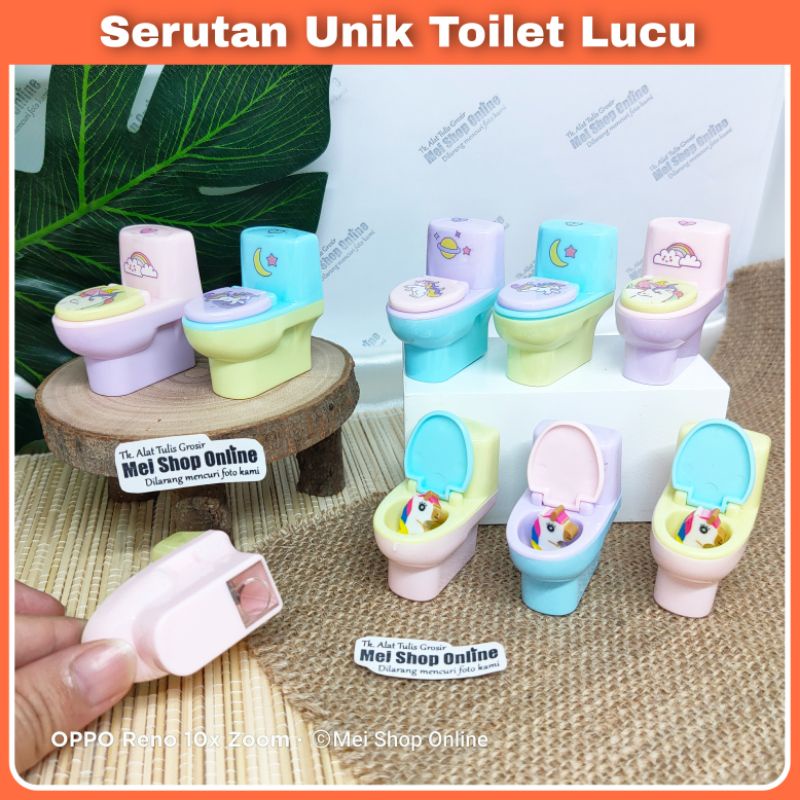 

(1Pcs) Serutan / Rautan Lucu Unik Toilet Unicorn + Penghapus