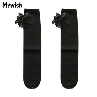 Mywish Kaos Kaki Panjang Selutut Aksen Pita Warna Polos 