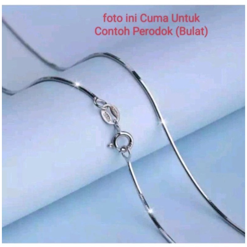 Kalung titanium Silver Peria Wanita Model Bulat