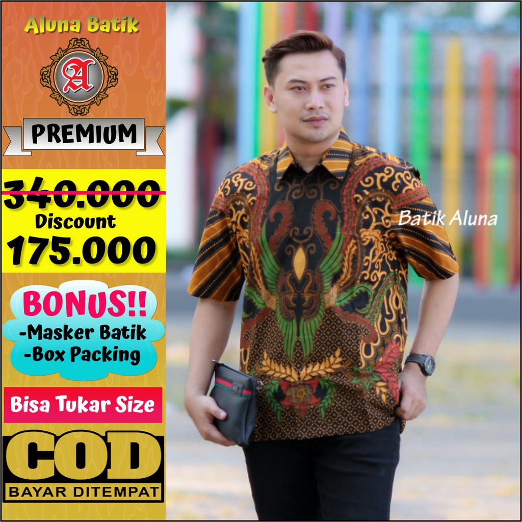 Atasan Batik Pria Furing Kwalitas Premium Lengan Pendk Pabrik Batik Aluna PD 004