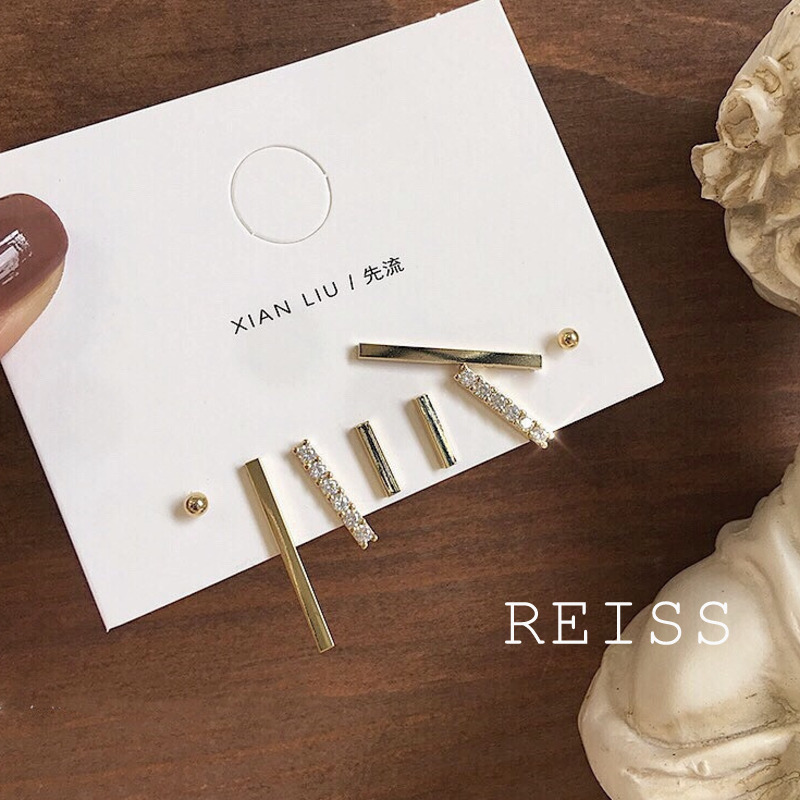 6 Buah/Set Minimalis Geometri Anting-Anting Set 925 Kacang Perak Sederhana Jarum Tragus Zircon Anting-Anting Anting-Anting