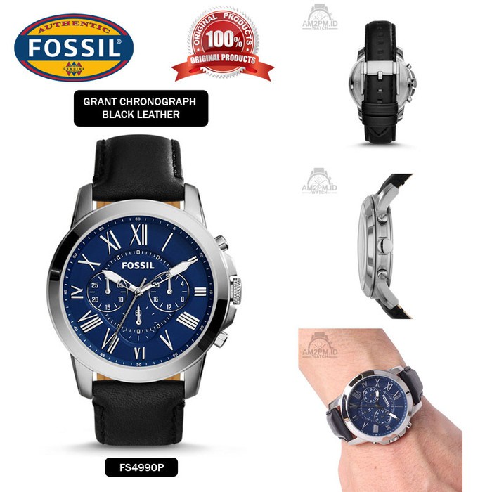 Suplier Jam Tangan Fossil Chronograph Light Black Leather FS4990P