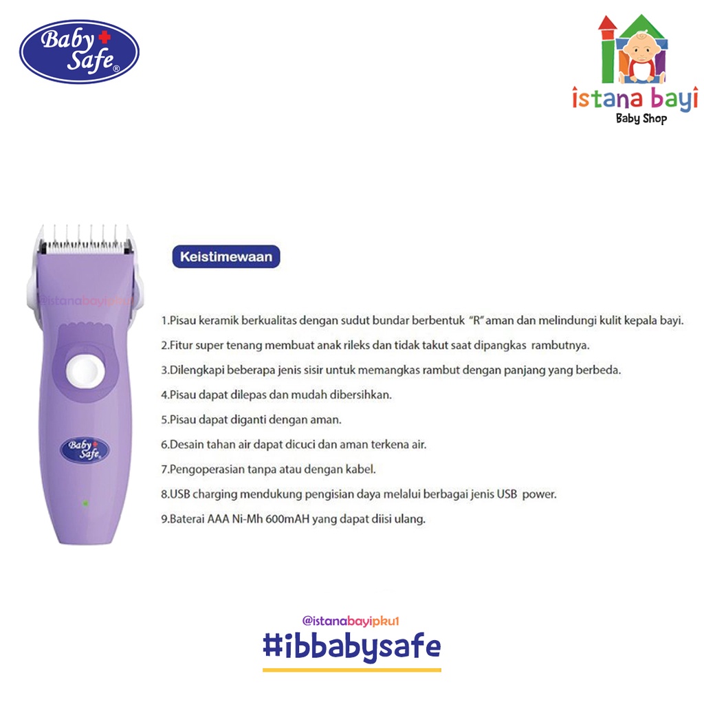 Baby Safe Hair Trimmer HT001 / Alat Cukur Rambut Bayi