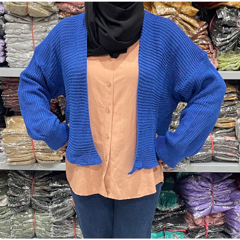 Belleza outlet baju rajut Cardigan rajut atasan wanita olive croptop