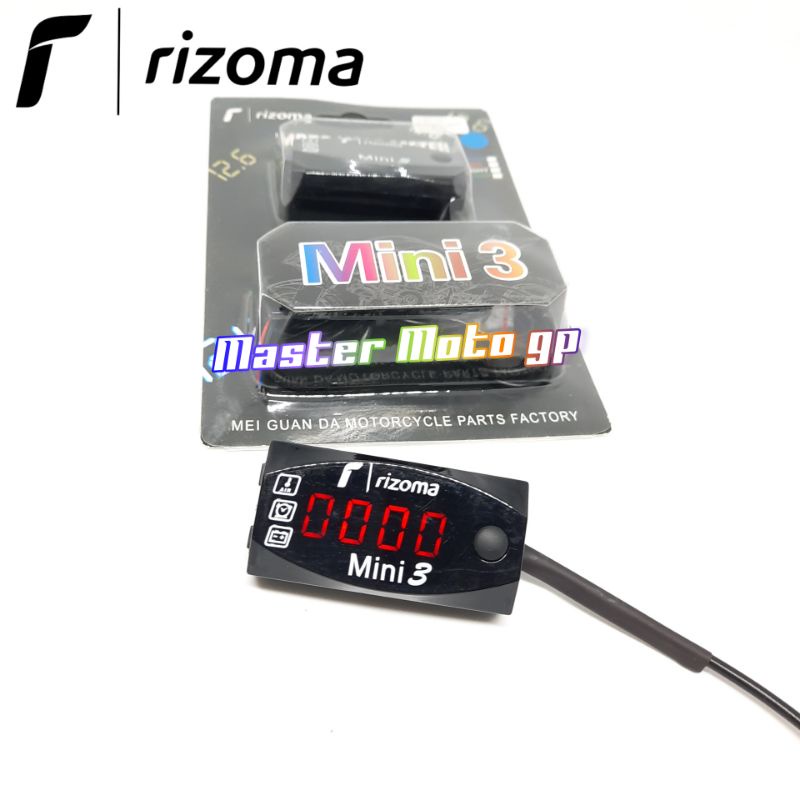 Volt meter Rizoma 3 in 1 volt meter jam suhu pengukur aki volt meter digital mini 3 Rizoma