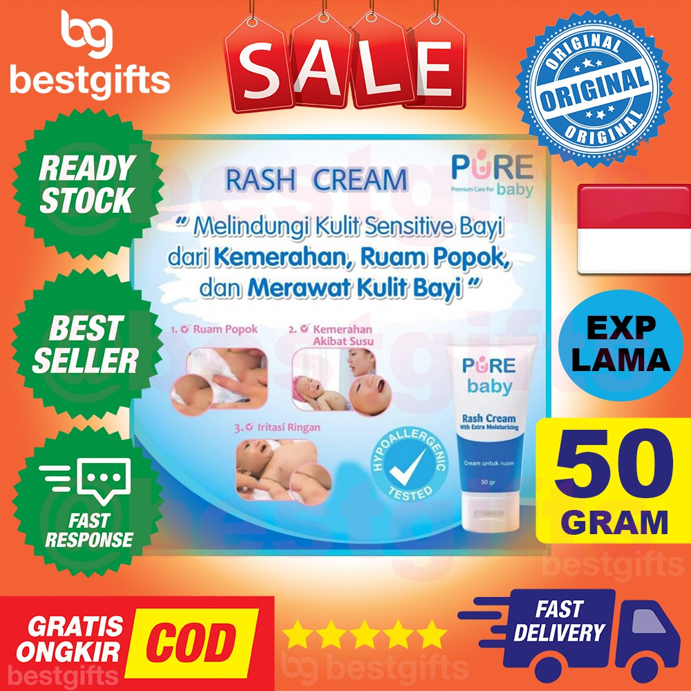 PUREBABY PUREKIDS PURE BABY KIDS RASH CREAM KRIM BAYI ANAK RUAM IRITASI POPOK GATAL BIANG KERINGAT